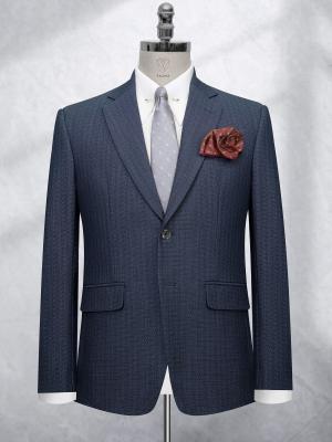 Bộ Suit Xanh Đen Họa Tiết Sọc Trắng Mờ Classic Fit TGS393